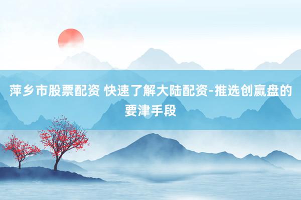 萍乡市股票配资 快速了解大陆配资-推选创赢盘的要津手段