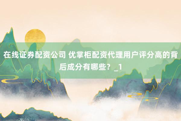 在线证券配资公司 优掌柜配资代理用户评分高的背后成分有哪些？_1