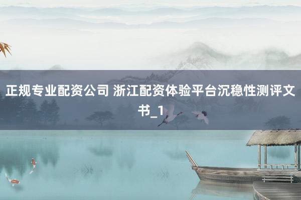 正规专业配资公司 浙江配资体验平台沉稳性测评文书_1