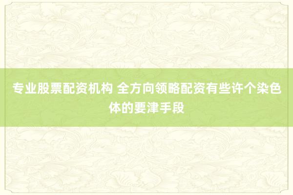 专业股票配资机构 全方向领略配资有些许个染色体的要津手段