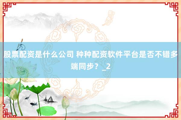 股票配资是什么公司 种种配资软件平台是否不错多端同步？_2