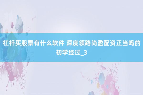 杠杆买股票有什么软件 深度领路尚盈配资正当吗的初学经过_3