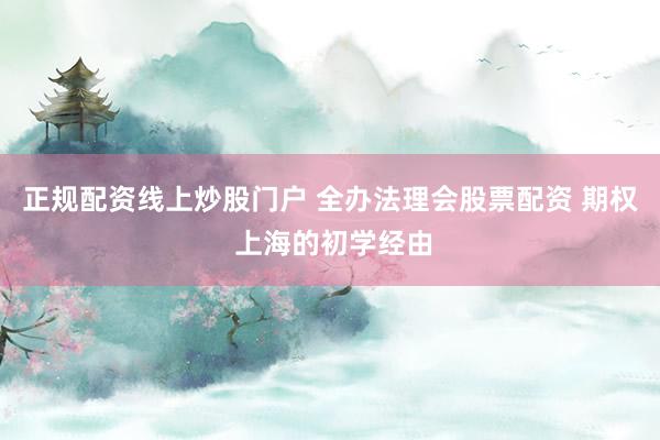 正规配资线上炒股门户 全办法理会股票配资 期权 上海的初学经由