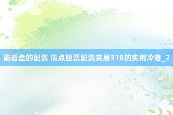 能看盘的配资 清点股票配资夹层318的实用冷落_2