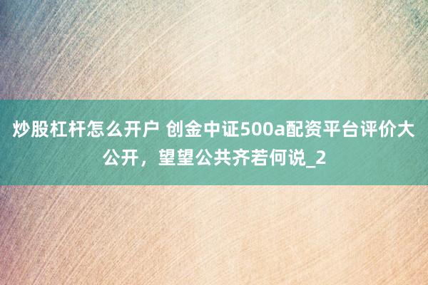炒股杠杆怎么开户 创金中证500a配资平台评价大公开，望望公共齐若何说_2