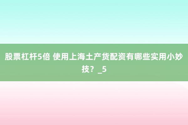 股票杠杆5倍 使用上海土产货配资有哪些实用小妙技？_5