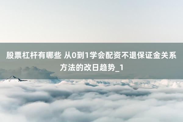 股票杠杆有哪些 从0到1学会配资不退保证金关系方法的改日趋势_1