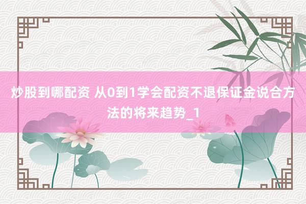 炒股到哪配资 从0到1学会配资不退保证金说合方法的将来趋势_1
